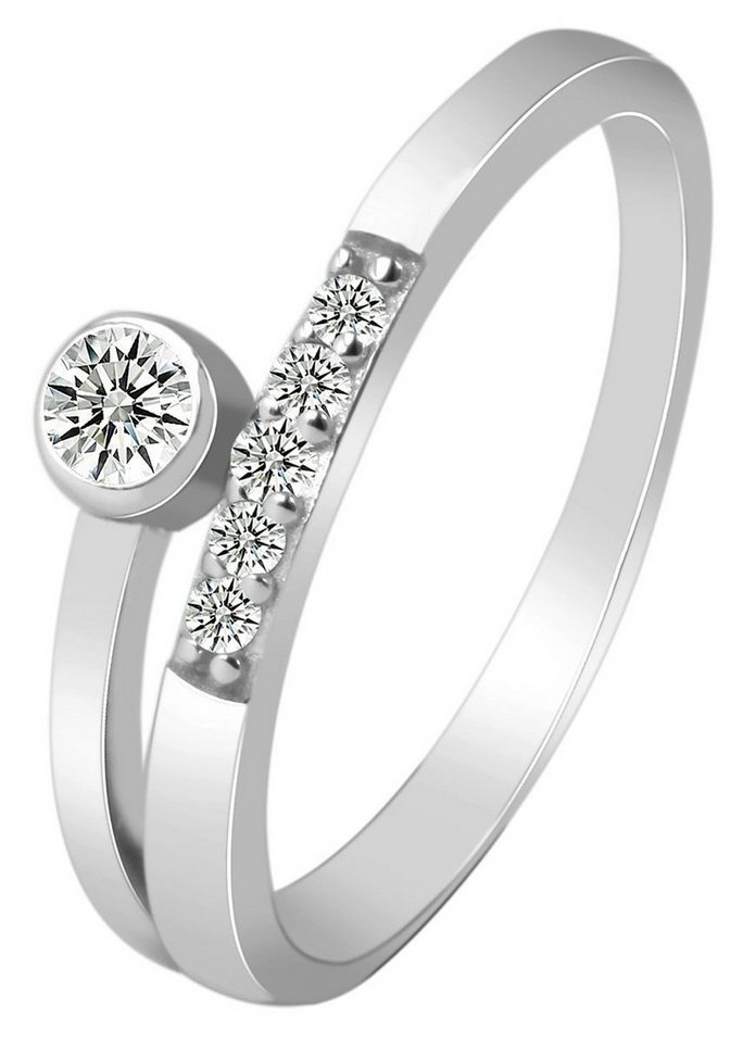 AKZENT Silberring Madeline 925/- Echt Silber rhodiniert Zirkoniabesatz silberfarben (Einzeln), Damen Ring von AKZENT