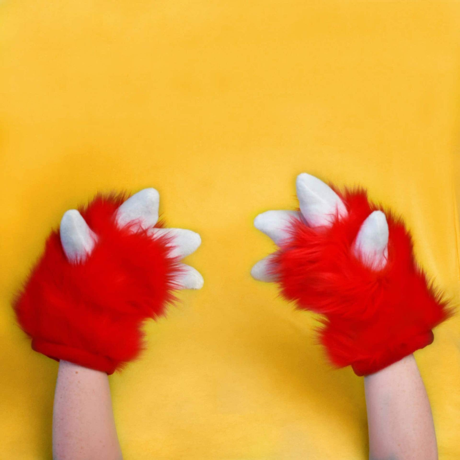 Knallrote Plüsch Fursuit Hand Paws - Rotes Luxusfell Mit Weißen Krallen 1 Paar Knallrote Plüsch Fursuit Hand Paws - Rotes Luxusfell Mit Weißen Krallen 1 Paar von AKindnessofCrows