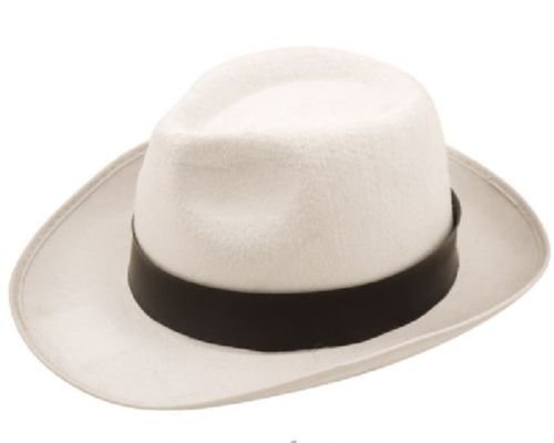 AL CAPONE Erwachsene Weiß Gangster Michael Jackson Trilby Fedora Hut - Filzhut Stil Velour Hut Mit Schwarz Schleife Band Trimmen von AL CAPONE
