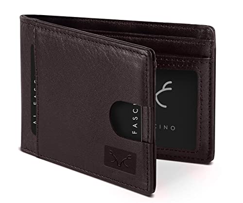 AL FASCINO Branded Herren Geldbörsen Stilvolle RFID-geschützte Echtleder-Bifold Fronttasche Geldbörse | Kartenfächer mit Smart Pull Strap Minimalistisches Design, Braun, 6, Minimalistisch AL FASCINO Branded Herren Geldbörsen Stilvolle RFID-geschützte Echtleder-Bifold Fronttasche Geldbörse | Kartenfächer mit Smart Pull Strap Minimalistisches Design, Braun, 6, Minimalistisch von AL FASCINO