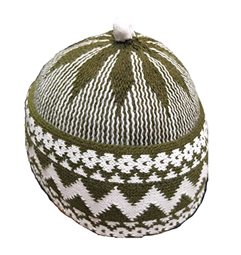 AL ITTIHAF Kufi Herren-Mütze mit Zickzack-Motiv, für alle Jahreszeiten, muslimisches Gebet, Topi, Krone mit weißem Ball, dehnbar, Einheitsgröße, dunkelgrün, Einheitsgröße AL ITTIHAF Kufi Herren-Mütze mit Zickzack-Motiv, für alle Jahreszeiten, muslimisches Gebet, Topi, Krone mit weißem Ball, dehnbar, Einheitsgröße, dunkelgrün, Einheitsgröße von AL ITTIHAF