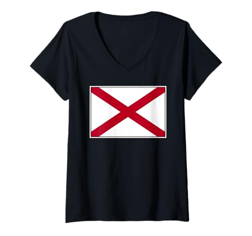 Damen Flagge des Staates Alabama T-Shirt mit V-Ausschnitt von ALABAMA FLAG PRIDE TEES