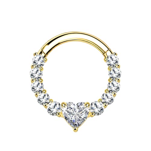 ALACLO 16G 8mm Clicker Nasenring Hoop Gold Septum Ring 316L Edelstahl Herz CZ Knorpel Ohrringe für Frauen Tragus Daith Helix Piercing Schmuck 16G 8 mm Edelstahl Zirkonia ALACLO 16G 8mm Clicker Nasenring Hoop Gold Septum Ring 316L Edelstahl Herz CZ Knorpel Ohrringe für Frauen Tragus Daith Helix Piercing Schmuck 16G 8 mm Edelstahl Zirkonia von ALACLO