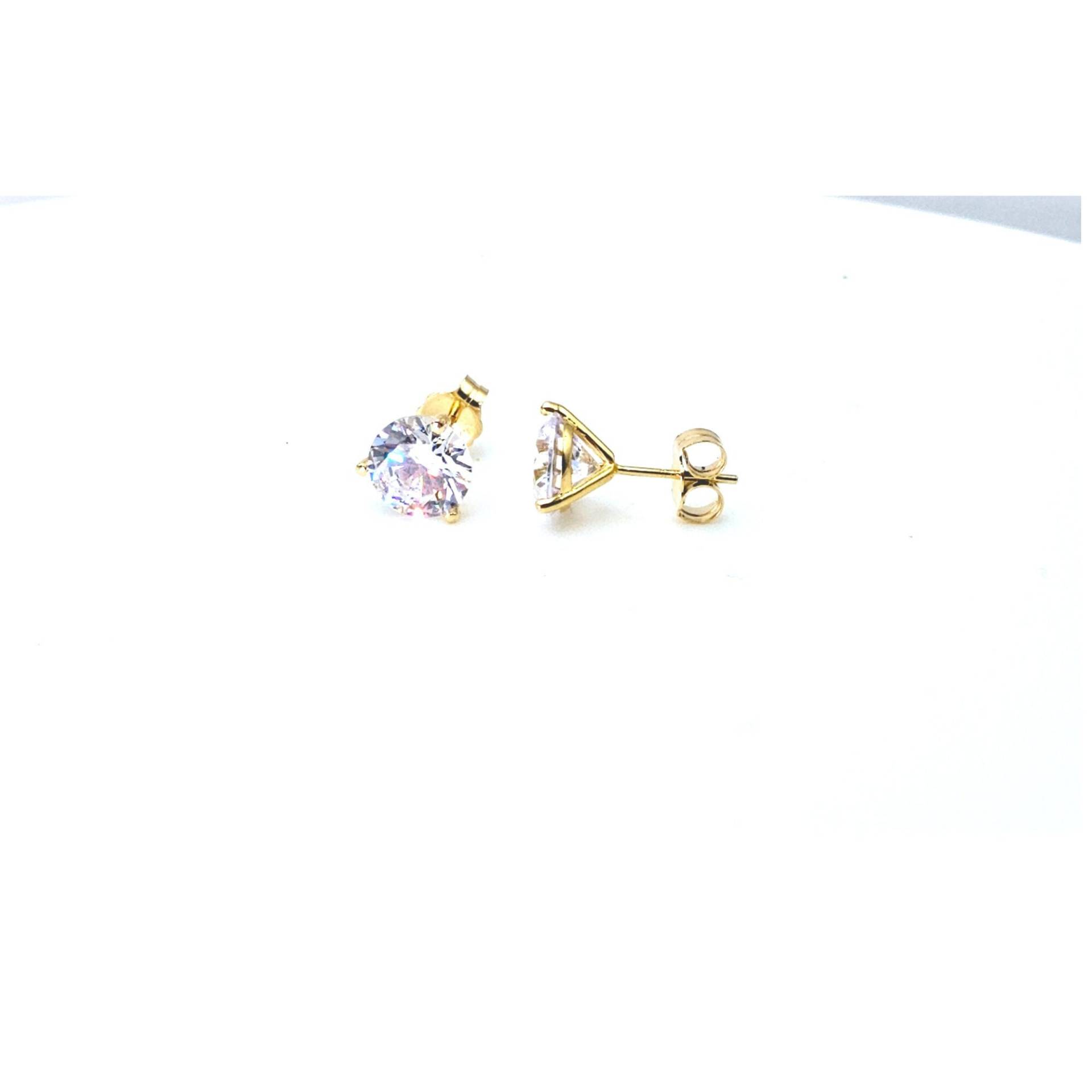 2 Ct Runde Brilliant Cut Ohrstecker 6 Mm Martini 3 Prong Schwere Echt 14K Solid Gelb Gold Push Back | Solitaire Ohrringe von ALADINDiamondsGold