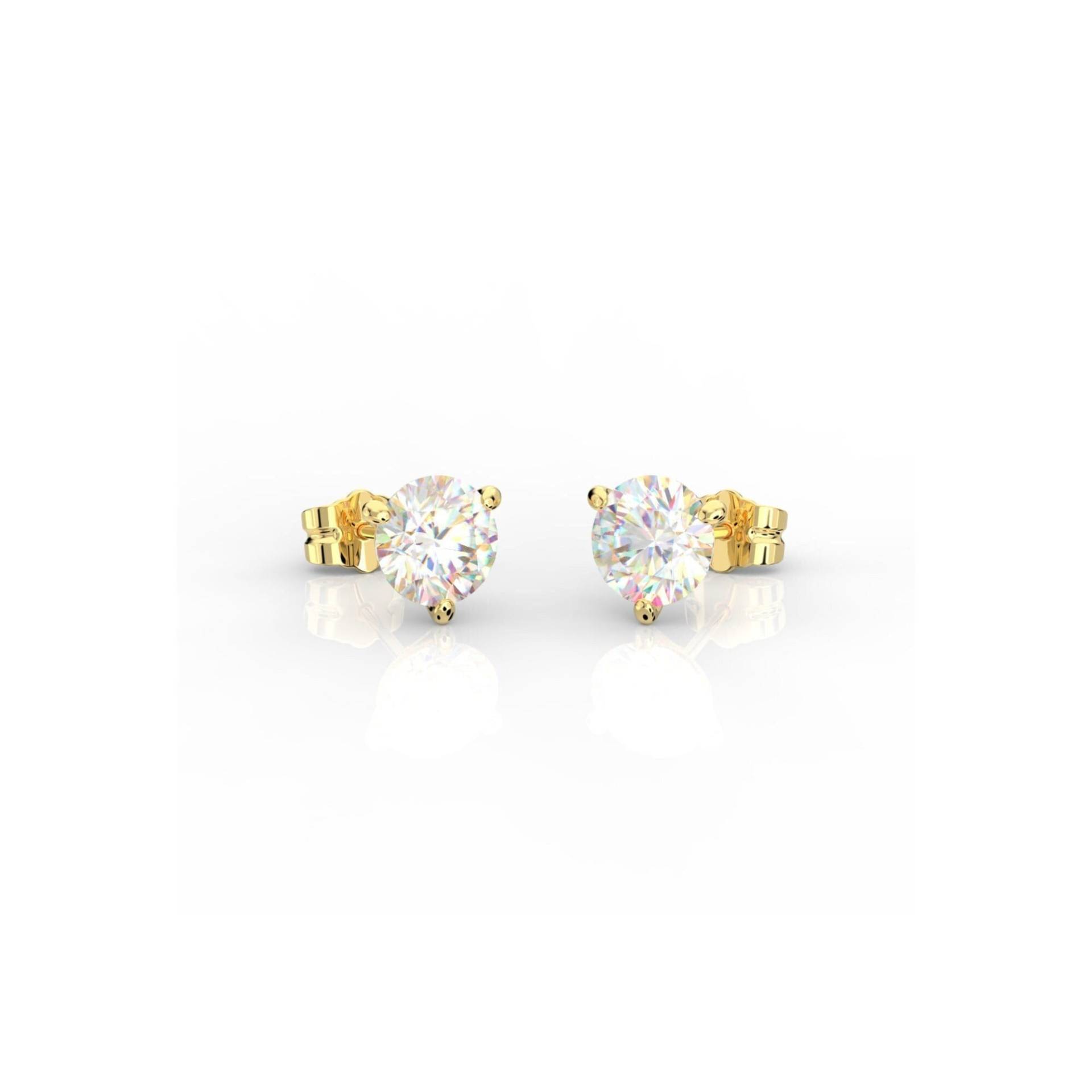 3 Ct Runde Ohrstecker 7 Mm Martini Prong Schwere Echt 14K Solid Gelbgold Push Back Solitaire Ohrringe Erstellt Diamant von ALADINDiamondsGold