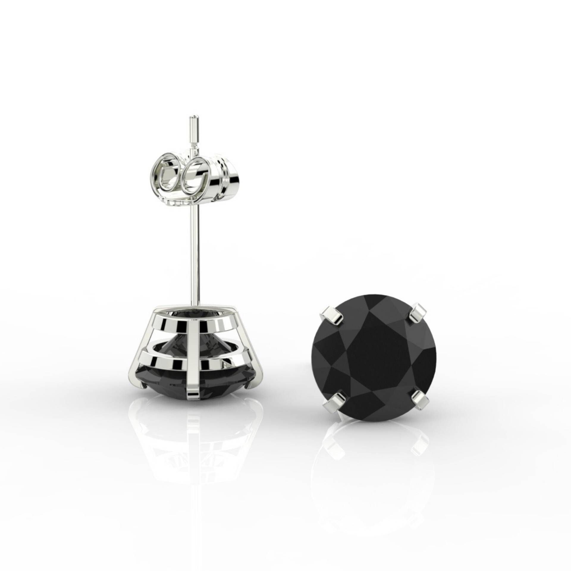 8 Mm Runde Erstellt Schwarze Diamanten Ohrstecker 4 Ct Echt 14K Solid White Gold Korb Zurückschieben von ALADINDiamondsGold