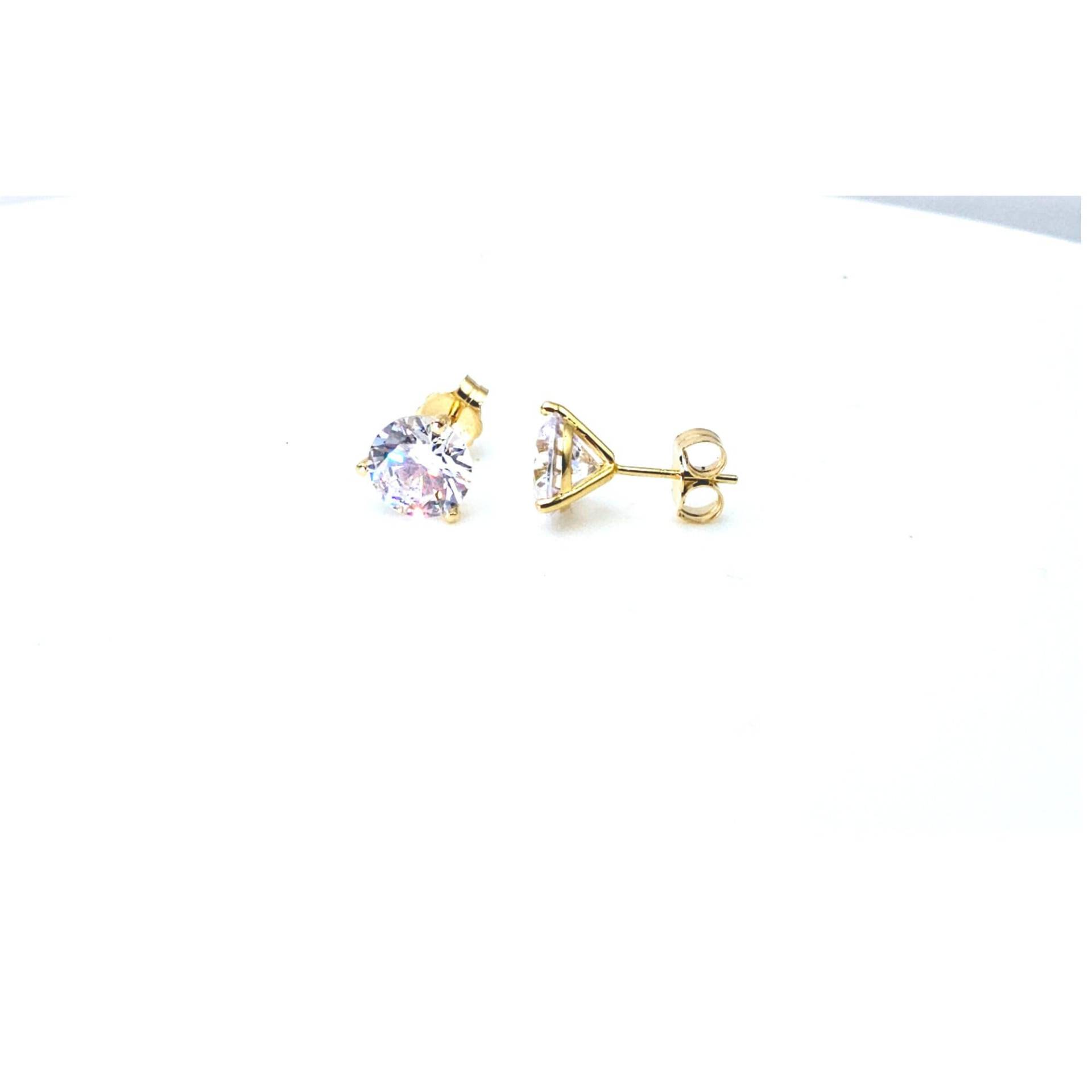 Frauen 4 Ct Rundschnitt Bolzen 8 Mm Ohrringe Martini 3 Prong Schwerer Korb Echt 14K Gelbgold Push Back Erstellt Diamant von ALADINDiamondsGold