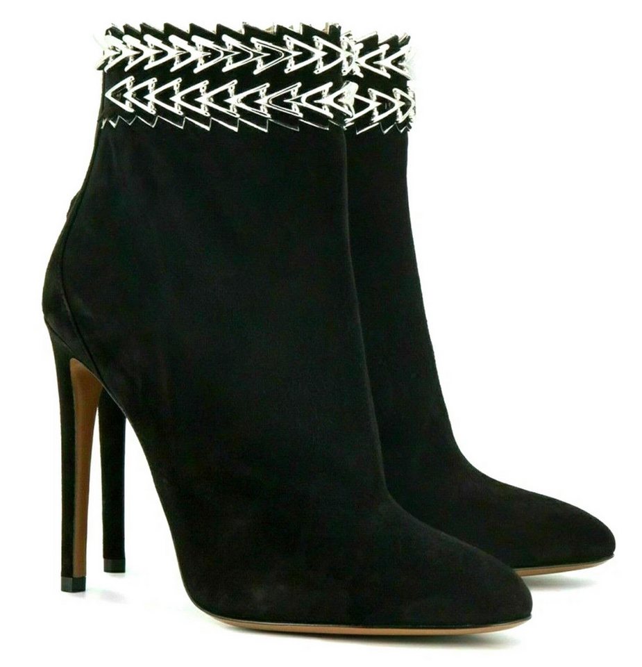ALAÏA PARIS Boots aus Veloursleder mit Chevron-Nietenbesatz – Made in Italy 40 Ankleboots Exklusives Design mit architektonischem Chevron-Besatz ALAÏA PARIS Boots aus Veloursleder mit Chevron-Nietenbesatz – Made in Italy 40 Ankleboots Exklusives Design mit architektonischem Chevron-Besatz von ALAÏA PARIS