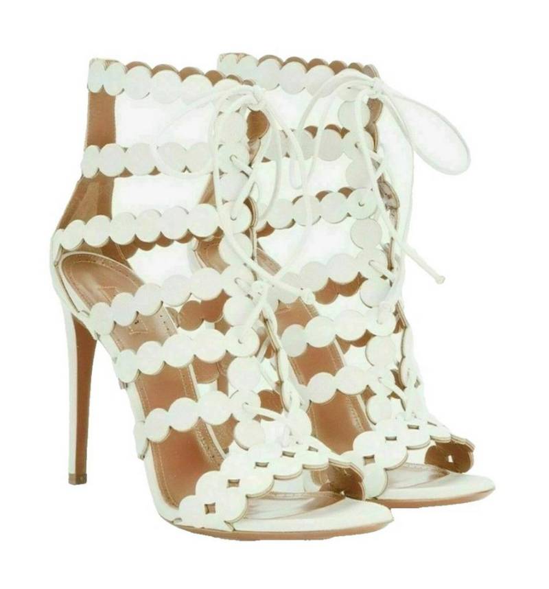ALAÏA PARIS High Heels Sandale High Heels Cut-Out Lace-Up Gr. 39, Made in Italy Pumps Stilvolles Kreismuster in aufwendiger Verarbeitung Laser Cut von ALAÏA PARIS