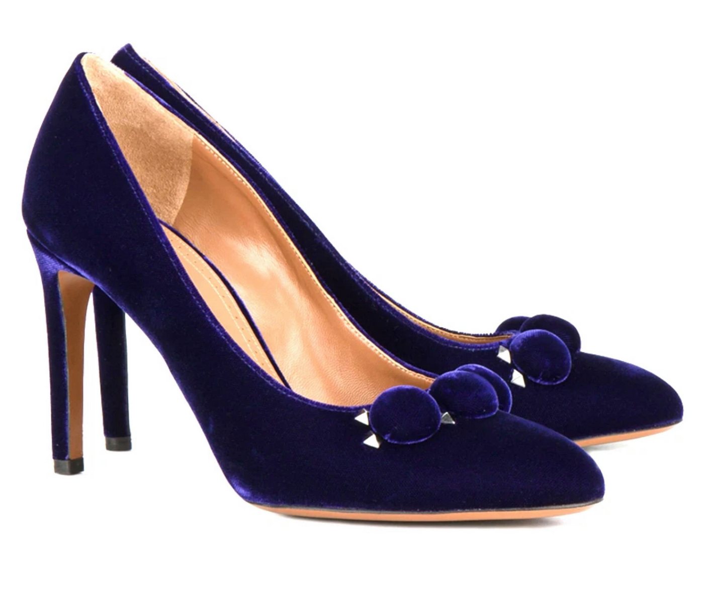 ALAÏA PARIS Samt Studded "Bombe" High Heels Schuhe – Made in Italy High-Heel-Pumps Signature-Samtkugeln, silberfarbene Pyramidennieten von ALAÏA PARIS