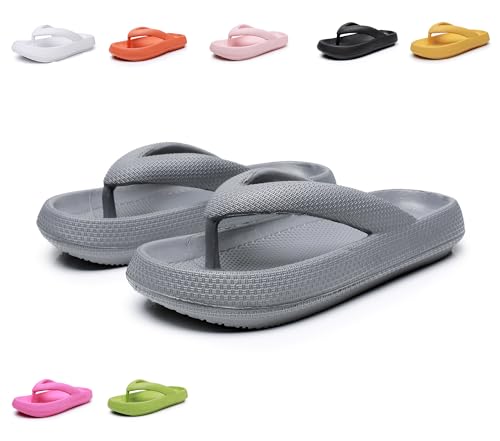 ALAIFU Badeschuhe Damen Herren Badepantoffeln Zehentreter Flip Flops Badelatschen Badeschlappen Wolken Hausschuh Schlappen Slippers Latschen Sommer Rutschfeste Garten Badelatschen Grau 42-43 von ALAIFU