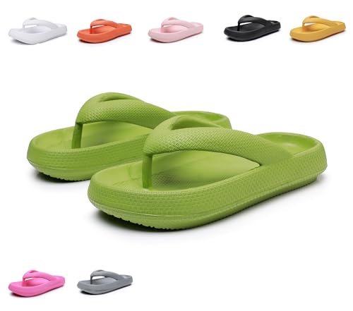 ALAIFU Badeschuhe Damen Herren Badepantoffeln Zehentreter Flip Flops Badelatschen Badeschlappen Wolken Hausschuh Schlappen Slippers Latschen Sommer Rutschfeste Garten Badelatschen Grün 40-41 von ALAIFU