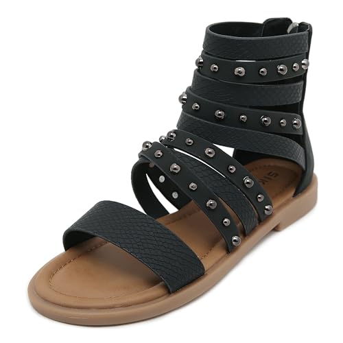 ALAIFU RöMersandalen Damen Bequem Sandals Damen Summer Pantoletten Schlappen Damen Elegant Schicke Sandalen Damen Flach Riemchen Sandalen Schwarz 36 von ALAIFU