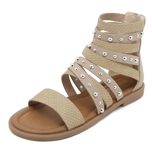 ALAIFU RöMersandalen Damen Bequem Sandals Damen Summer Pantoletten Schlappen Damen Elegant Schicke Sandalen Damen Flach Riemchen Sandalen Weiß 37 von ALAIFU