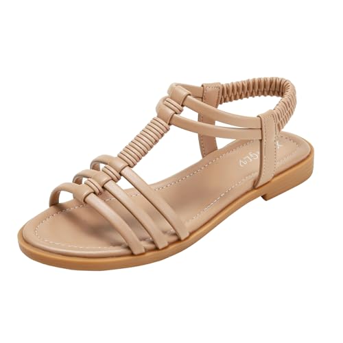 ALAIFU RöMersandalen Damen Bequem Sandals Damen Summer Pantoletten Schlappen Damen Elegant Schicke Sandalen Flach Riemchen Sandalen Damen Weiß-37 von ALAIFU