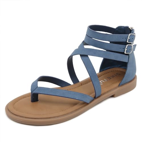 ALAIFU RöMersandalen Damen Bequem Sandals Damen Summer Pantoletten Schlappen Damen Elegant Schicke Sandalen Flach Riemchen Sandalen Damen von ALAIFU