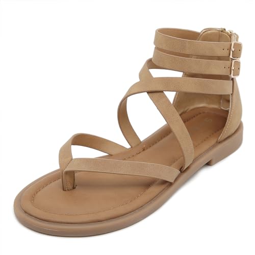 ALAIFU RöMersandalen Damen Bequem Sandals Damen Summer Pantoletten Schlappen Damen Elegant Schicke Sandalen Flach Riemchen Sandalen Damen von ALAIFU