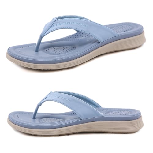 ALAIFU Zehentrenner Flip Flops Badelatschen Strandschuhe Duschlatschen Zehenstegpantolette Freizeit Bad Sauna Schuhe Sandalen Blau 38 von ALAIFU