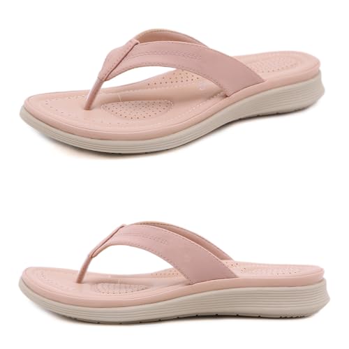 ALAIFU Zehentrenner Flip Flops Badelatschen Strandschuhe Duschlatschen Zehenstegpantolette Freizeit Bad Sauna Schuhe Sandalen Rosa 37 von ALAIFU