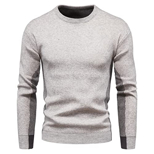 ALAIYO Strickpullover Herren Weicher Bequemer Herrenpulloverfrühling Und Herbst Neuer Herrenpullover Trend Klassisch Einfacher Herren Stricksweater D-Light Grey L von ALAIYO