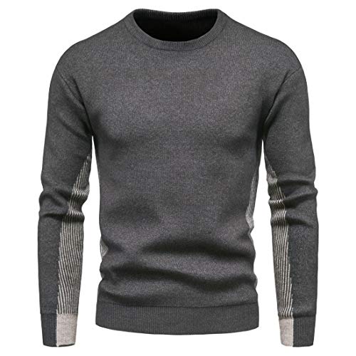 ALAIYO Strickpullover Herren Weicher Bequemer Herrenpulloverfrühling Und Herbst Neuer Herrenpullover Trend Klassisch Einfacher Herren Stricksweater F-Dark Grey2 L von ALAIYO