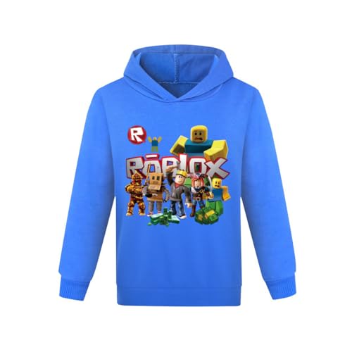 ALAMing Jungen langärmeliger Kapuzenpullover aus Baumwolle 6-7 Jahre Blau45 von ALAMing