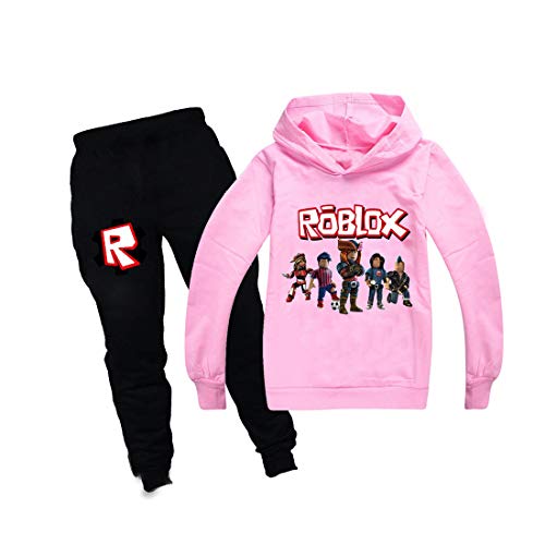 Jungen Kapuzenpullover Mädchen Kinder Outfit Cartoon Charaktere Pullover Baumwolle Sweatshirt Hose Kleidung Sets Gr. 5-6 Jahre, rose von ALAMing