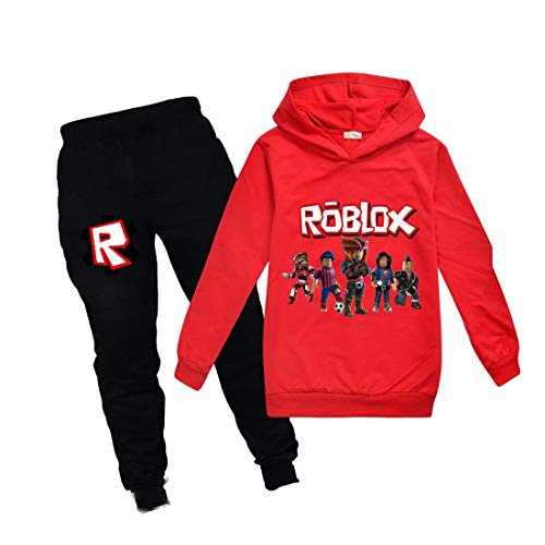 Jungen Kapuzenpullover Mädchen Kinder Outfit Cartoon Charaktere Pullover Baumwolle Sweatshirt Hose Kleidung Sets Gr. 9-10 Jahre, rot von ALAMing