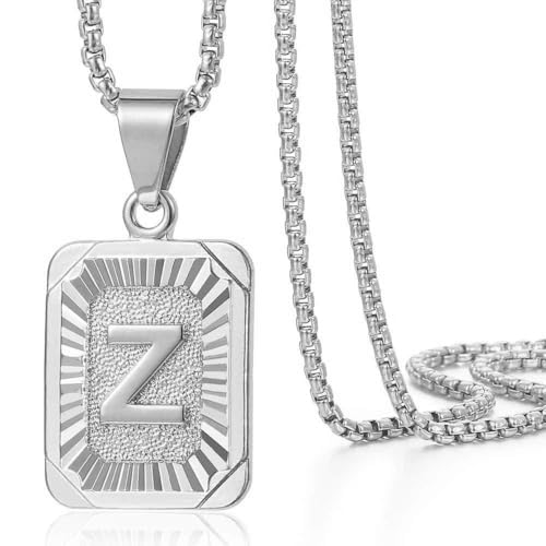 Halskette mit Buchstaben, personalisierbar, für Damen und Herren, quadratische Gliederkette, Edelstahl, 18 K vergoldet, Geschenk A-Z, 55cm, Edelstahl, Kein Edelstein Halskette mit Buchstaben, personalisierbar, für Damen und Herren, quadratische Gliederkette, Edelstahl, 18 K vergoldet, Geschenk A-Z, 55cm, Edelstahl, Kein Edelstein von ALANETA