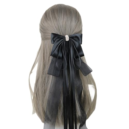 Stirnbänder for Damenhaare, Lolita-Zubehör, Haarschleifen for Damen, große Schleifen, Haarspange mit langem Schwanz, Schleife, Kopfschmuck for Mädchen, Party(Black) von ALANIZ