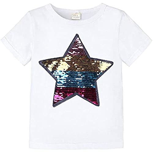 ALANTOP Kleinkind Kleine Kinder Baby Jungen Mädchen Magic Flip Pailletten T-Shirt Kurzarm Rundhals Pullover T-Shirts Tops im Alter von 2 bis 8 Jahren von ALANTOP