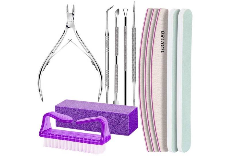 ALARA HOME Maniküre-Etui Maniküre Set Pediküre 12 Stücke Nagelfeilen Nagelknipser-Set, Lila Nagelfeile Nagelknipser Nagelbürste von ALARA HOME