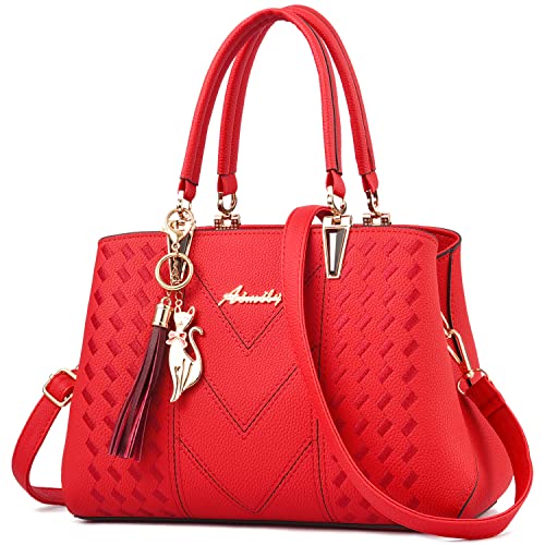ALARION Damen Geldbörsen und Handtaschen Schultertasche Damen Designer Satchel Messenger Tote Bag, (1-hell rot), Medium von ALARION