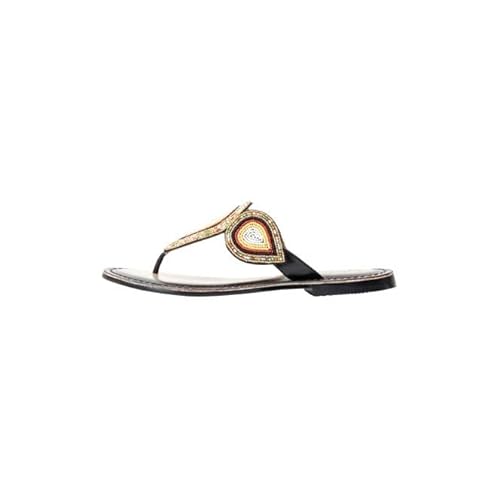 ALARY Damen Perlenstickerei Sandal, Schwarz Mehrfarbig, 36 EU von ALARY