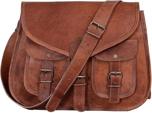 ALASKA EXPORTS - 35,6 cm Leder Geldbörse Damen Schultertasche Crossbody Satchel Damen Tragetasche Reise Geldbörse Echtleder, braun, 9 X 11 X 3.5 INCH von ALASKA EXPORTS