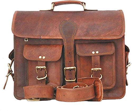 HONEY LEATHER EXPORTERS Aktentasche aus weichem Leder, 38,1 cm (15 Zoll), Vintage-Stil, für Laptop und Messenger Bag für Damen und Herren von ALASKA EXPORTS