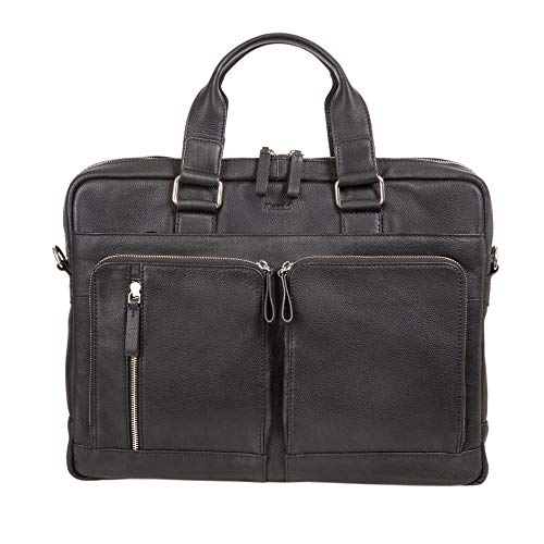 Alassio 47032 - Aktentasche Campo, Laptoptasche für 15 Zoll Notebooks, Umhängetasche aus Echtleder, Tasche mit gepolstertem Laptopfach und 2 Reißverschluss Hauptfächer in schwarz, ca. 31 x 42 x 15 cm von ALASSIO