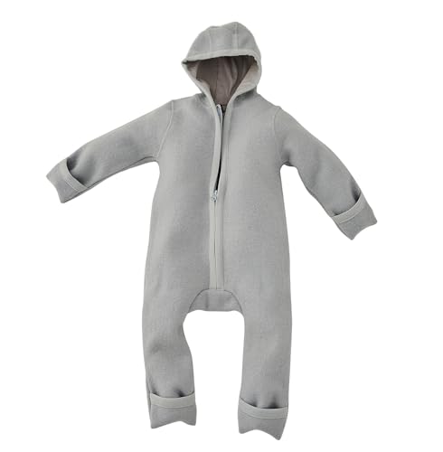 ALAVYA HOME® WALKOVERALL, Baby Wollwalk-Overalls aus Natur 100% Bio-Schurwolle Wollfleece mit Reißverschluss, Walk Woll-Anzug für Kleinkind und Baby - Pastel Grau 98/104 von ALAVYA HOME