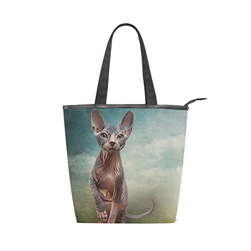 ALAZA Tote Canvas Schultertasche Sphynx Kätzchen-Katzen-Handtasche von alaza