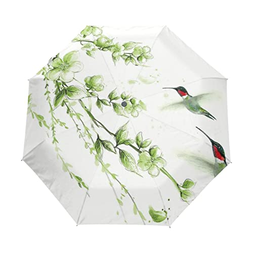 Automatischer faltbarer Regenschirm, Vintage Red Poppies Winddicht Starker UV-Schutz Regenschirm, Tragbare Sonnen- und Regenschirme für Kinder Frauen Männer, Blumen 346, Einheitsgröße von ALAZA