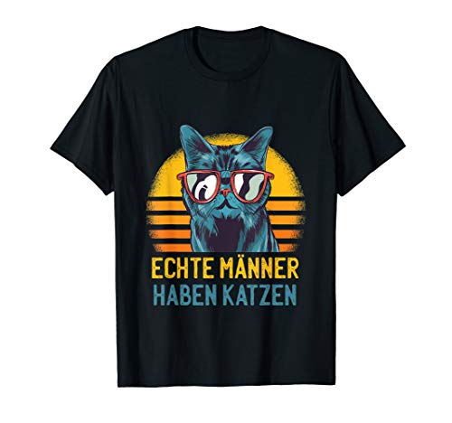 Herren Katzenbesitzer Statement Katze Echte Männer Haben Katzen T-Shirt von ALBASPIRIT