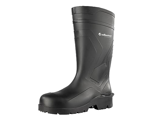 ALBATROS Arbeitsgummistiefel Protector Plus S5 – Hochwertige Arbeitsschuhe für Herren – Wasserdichte Gummistiefel mit Stahlkappe & Durchtrittschutz Schwarz Größe 48 von ALBATROS