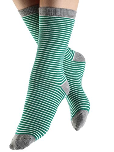 2 Paare Damen Herren Socken Ringelsocken Bio-Baumwolle Geringelt Gestreift (as3, numeric, numeric_35, numeric_38, regular, regular, Natur-grau-grün) von ALBERO NATUR