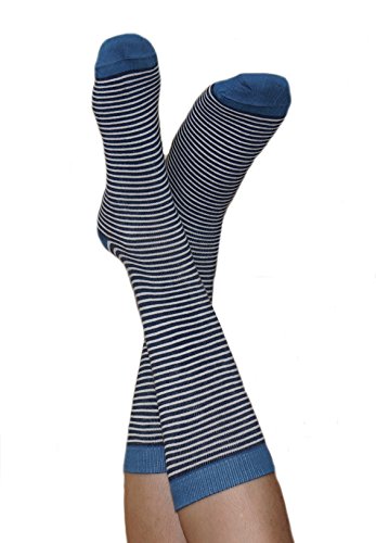 2 Paare Damen Herren Socken Ringelsocken Bio-Baumwolle Geringelt Gestreift (as3, numeric, numeric_43, numeric_46, regular, regular, dunkulblau-Natur) von ALBERO NATUR