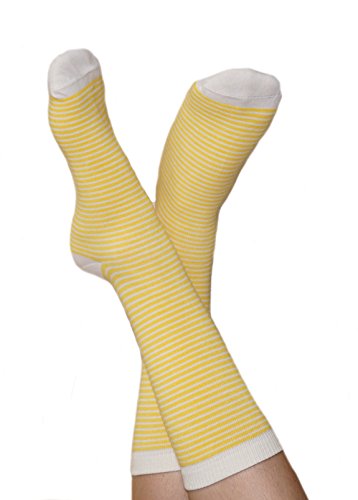 2 Paare Damen Herren Socken Ringelsocken Bio-Baumwolle Geringelt Gestreift (as3, numeric, numeric_43, numeric_46, regular, regular, gelb-Natur) von ALBERO NATUR