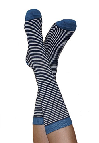 6 Paare Damen Herren Socken Ringelsocken Bio-Baumwolle Geringelt Gestreift (as3, numeric, numeric_39, numeric_42, regular, regular, Dunkelblau-Natur-Denimblau) von ALBERO NATUR