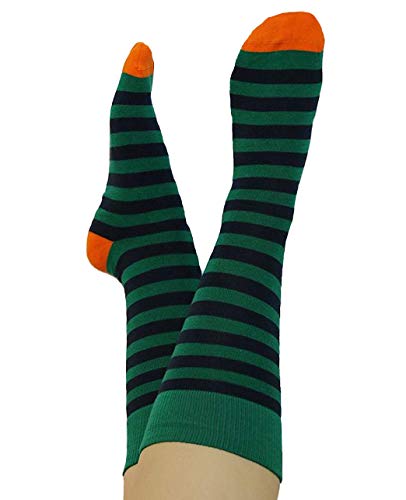 ALBERO NATUR 2 Paare Damen Herren Socken Ringelsocken Bio-Baumwolle Geringelt Gestreift (39-42, grün-dunkelblau-orange) von ALBERO NATUR