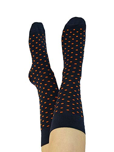 ALBERO NATUR 2 Paare Damen Herren Socken Ringelsocken Bio-Baumwolle Geringelt Gestreift (as3, numeric, numeric_43, numeric_46, regular, regular, dunkelblau-orange-gepunktet) von ALBERO NATUR