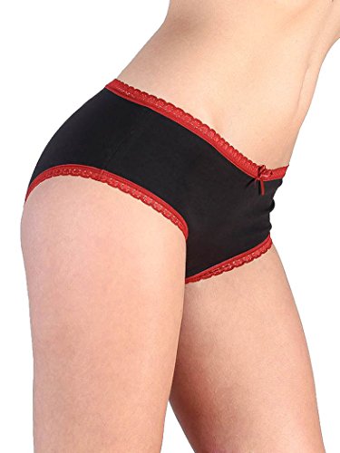 ALBERO NATUR 2 er Pack Damen Hipster Slip Spitze Bio-Baumwolle Hotpants 16 Farben Unterhose (as3, Alpha, s, Regular, Regular, Schwarz) von ALBERO NATUR