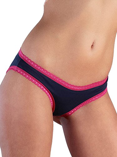 ALBERO NATUR 2 er Pack Damen Slip mit Spitze Bio-Baumwolle Bikinislip Unterhose 9 Farben (as3, Alpha, m, Regular, Regular, Dunkelblau) von ALBERO NATUR